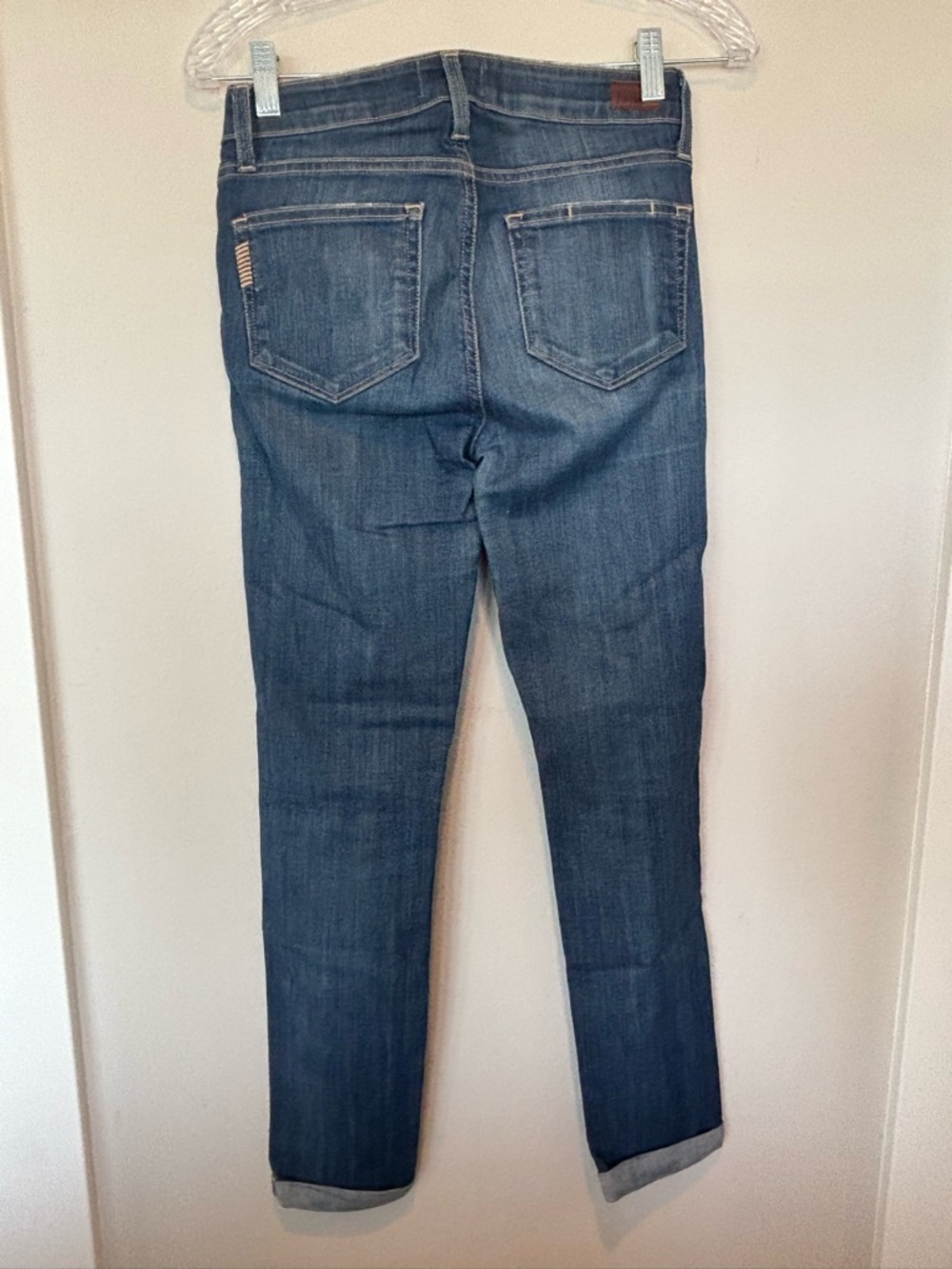 PAIGE Distressed Boyfriend Jeans in Dark Blue Wash - Picture 2 of 5